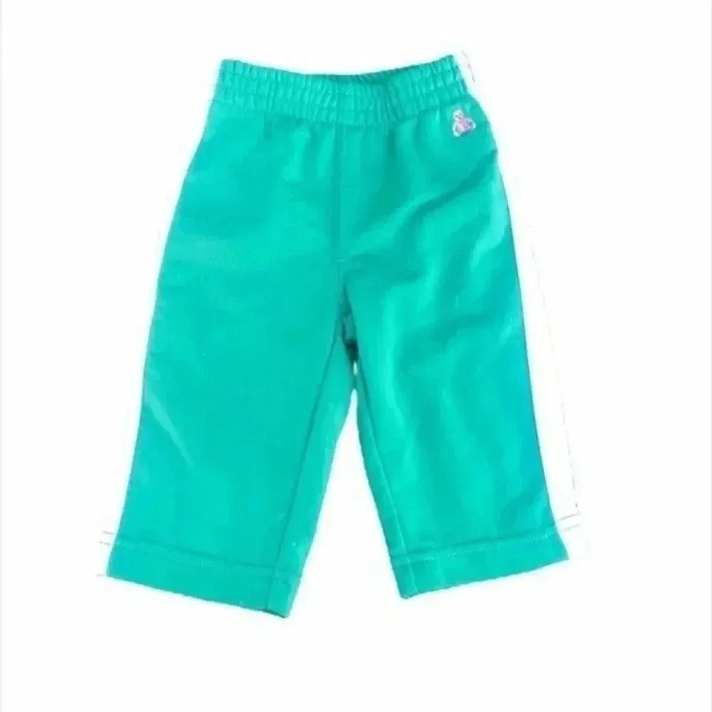 Baby Gap Retro Bear Logo Green White Elastic Waist Sweatpants 3-6 Months
